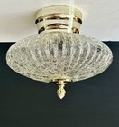 Vintage 1960s 70s Retro Mid Century Modern Crackle Glass Ceiling Light Fixture