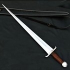 Hand-forged Medieval Arming Sword Full Tang Carbon Steel Blade Leather Wrap Gift