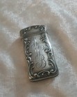 Antique English Sterling Silver Match Safe Engraved 1895-1920