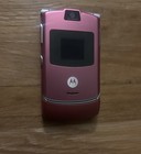 Vintage Motorola At t Pink Metallic Razr V3 Flip-phone Cell Comes On