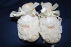 3 Pair Antique  Vintage Cloth Needlework Infant  Crib Shoes  2 Pair Of Socks