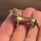 Bg7-miniature Brass Metal Dachshund Dog Hotdog Animal Figurine