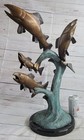 Splash Dance  Hand Made 23  High Tall Trout Bronze Sculpture By Marius Decor