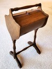 Vintage Wooden Sewing Box Cabinet Stand- Curved Bottom -double Hinged Doors Legs