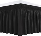 Black King Size 80x78   Wrap Around Bed Skirts Elastic Ruffles Easy Fit Silky
