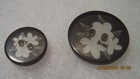 2 Antique Vintage Sewing Buttons Black   Clear Flower