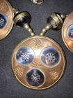 Vintage Artisan Copper Brass Wood Disc Statement Brutalist Modernist Necklace