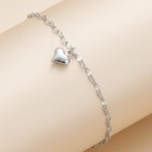 Women s Silvery Fashion Heart Pendant Delicate Chain Anklet Simple Alloy Anklet