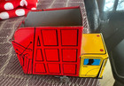 Japan Miniature Litho 1950s  Garbage Truck Vintage Mechanical Tin Toy Wind Up