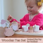 Wooden Tea Set For Little Girls  Pretend Play Tea Party Set Toy With 27 Pcs P   