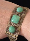 Vintage Peking Glass Fillagree Panel Bracelet 1930s Czech Art Deco