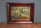Vintage Lighted Framed Picture No Hunting Sign Scene Outdoor Deer Hunter Antique