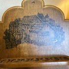 Wooden 35 Slot Thimble Holder Water Mill Motif Wall Display Unit Vintage