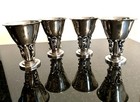 Evald Nielsen Denmark Set Of 4 Art Nouveau Sterling Silver Cups Goblet Bar Ware