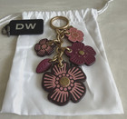 New Coach Mixed Embellished Tea Rose Bag Charm Keyring Taffy brass 17461