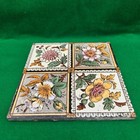 Victorian Reclaimed Antique Ceramic Wall Tile Coloured Floral Design C1890-c1930