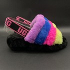 Ugg Fluff Yeah Ombre Slide Black Wool Slingback Slipper Sandal Womens Us 7