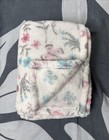 Floral Baby Blanket Pink Blue Flower Butterfly White Fleece Plush Security Lovey