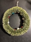 Vintage Bottle Brush Wreath Green 14    Diameter Mid-century Mcm