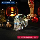 3   Crystal Human Skull Head Figurines Statue Halloween Decoration colorful   Cr