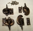 Window Lock Four Cast Iron Brass Plated Sash Vtg 1885 Antique Hardware Part  c63