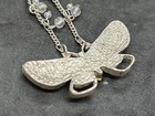 Antique Vintage French 70s Butterfly Enamel Crystal Beads Necklace  039