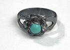 Vintage Sterling Turquoise Flower Ring Small Size 3 Child Or Pinky