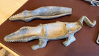 Vintage antique Cast Brass Alligator Match Safe holder Paperweight 