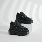 Men Womens Heavy Metal Platform Leather Shoes Low-top Punk Motorcycle Boots 8 Cm