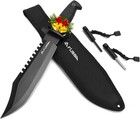 Survival Hunting Knife With Sheath  15-inch Full Tang Fixed Blade Tactical Bo   