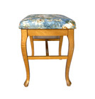 Vintage Queen Anne Style Floral Upholstered Vanity Solid Wood Stool Bench