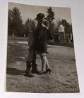 Rare Vintage American Romantic Kiss Loving Couple Outdoor Snapshot Photo C 1950