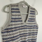 Vintage Michael Ross Vest Mens Medium Gray Intarsia Pure Wool Made In Scotland