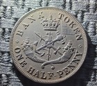 1852 Bank Upper Canada  dragonslayer  Half-penny Pc-5b1  Au-58   Superb Details