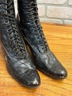 Antique 19th C  Victorian Black Leather Lace-up Boots Edwardian 1890s Tall 10 5 