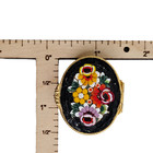 Vintage Italian Micro Mosaic Trinket Pill Box Floral Gold Tone Oval 1 5  X 1 25 