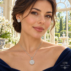 New Genuine Diamond Stud Earring And Necklace Set In 925 Sterling Silver 