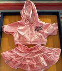 Build A Bear Pink Velour Track Suit Hoodie And Skirt Teddy Outfit Set