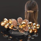 Rhinestone Flower Barrette Spring Hair Clip Crystal Metal Horsetail Ponytail Pin