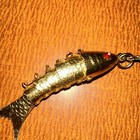 Vintage Articulated Flexible Fish Silverish gold Toned Pendant Keychain 2-1 2 
