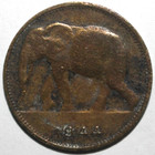 Belgian Congo 1 Franc Coin 1944 Km  26 Belgium Elephant One