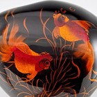Lacquered Orange Foil Goldfish Stone Paperweight  Vtg Black Rock From Vietnam
