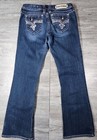 Rock Revival Jeans Easy Boot Betty Womens 29 Rhinestones Embellished Whiskered 
