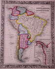 Rare Antique 1861 Map   South America By S a  Mitchell - 12x15 - Hand Tinted