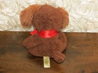 Dan Dee Brown Puppy Dog Cocker Spaniel Shaggy Red Ribbon Bow Plush Stuffed 6 