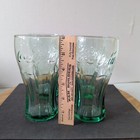  4  Vintage Libbey Coca Cola 6  Glass Tumbler Light Green   Coke Glasses   12 Oz