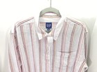 Gap Linen Shirt Women Size Large Pink Stripe Button Long Sleeve Linen Blend Nwt