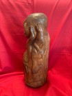 Rare Vintage Hand Carved Natural Wood Laughing Buddha Statue figurine - 13 5  In