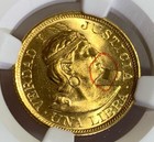     1966 Zbr Peru 1 Libra Gold Coin Ngc Ms66   mint Error  Obverse Lamination