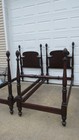 Pair Antique Mahogany Twin Poster Beds Carved John Wannamaker